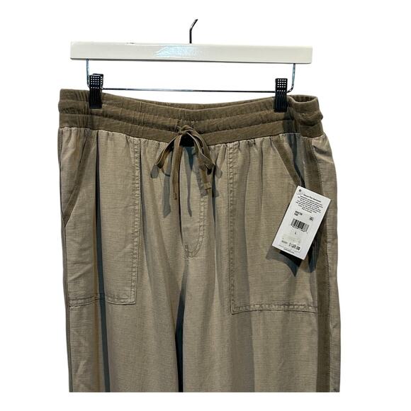 SPLENDID WOMENS XLARGE DRAWSTRING LINEN BLEND LAKESIDE JOGGER KHAKI NEW - Picture 7 of 12